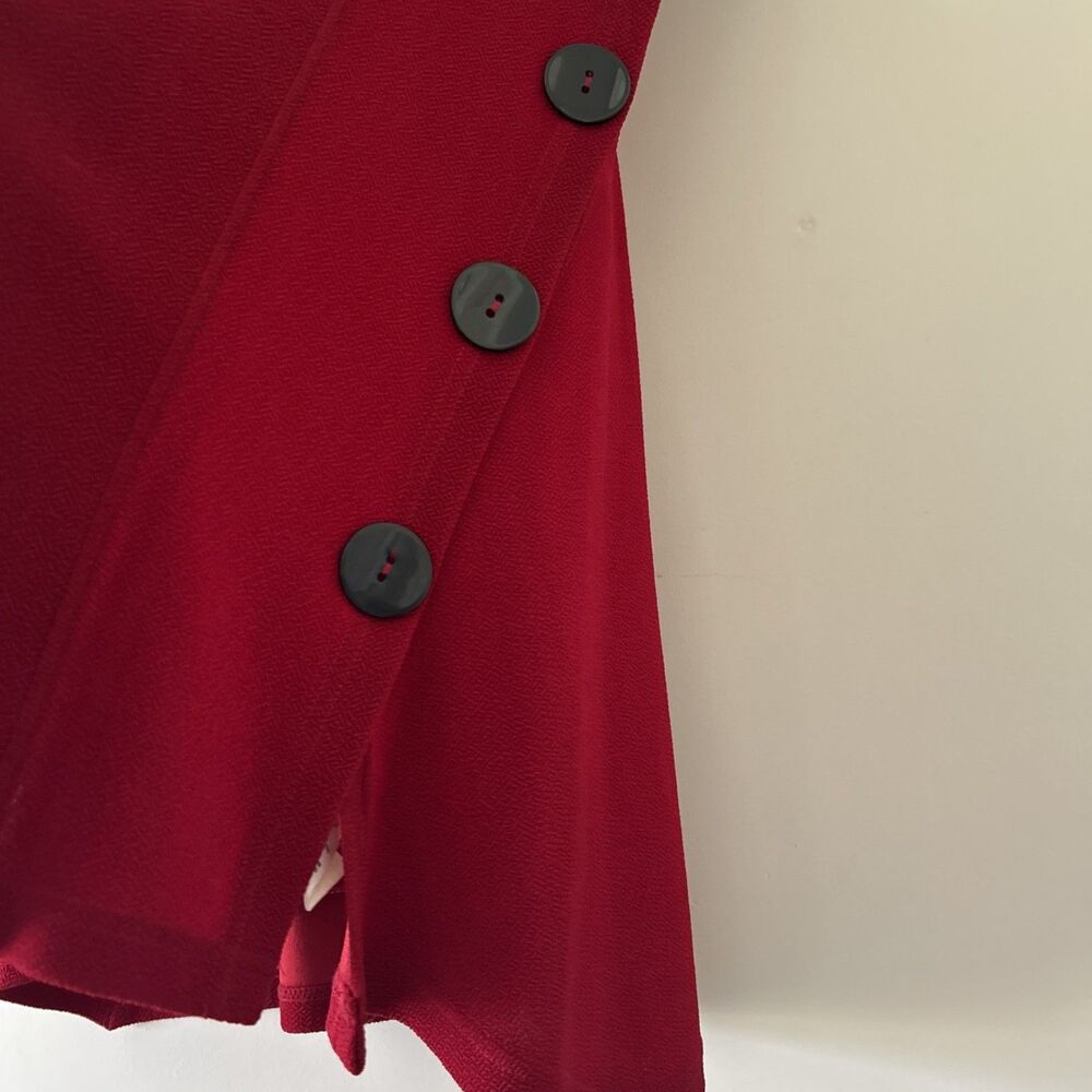 Soft Surroundings Red Jacquard Mesa Black Button Vest XS Lagenlook Made in USA - Picture 8 of 11
